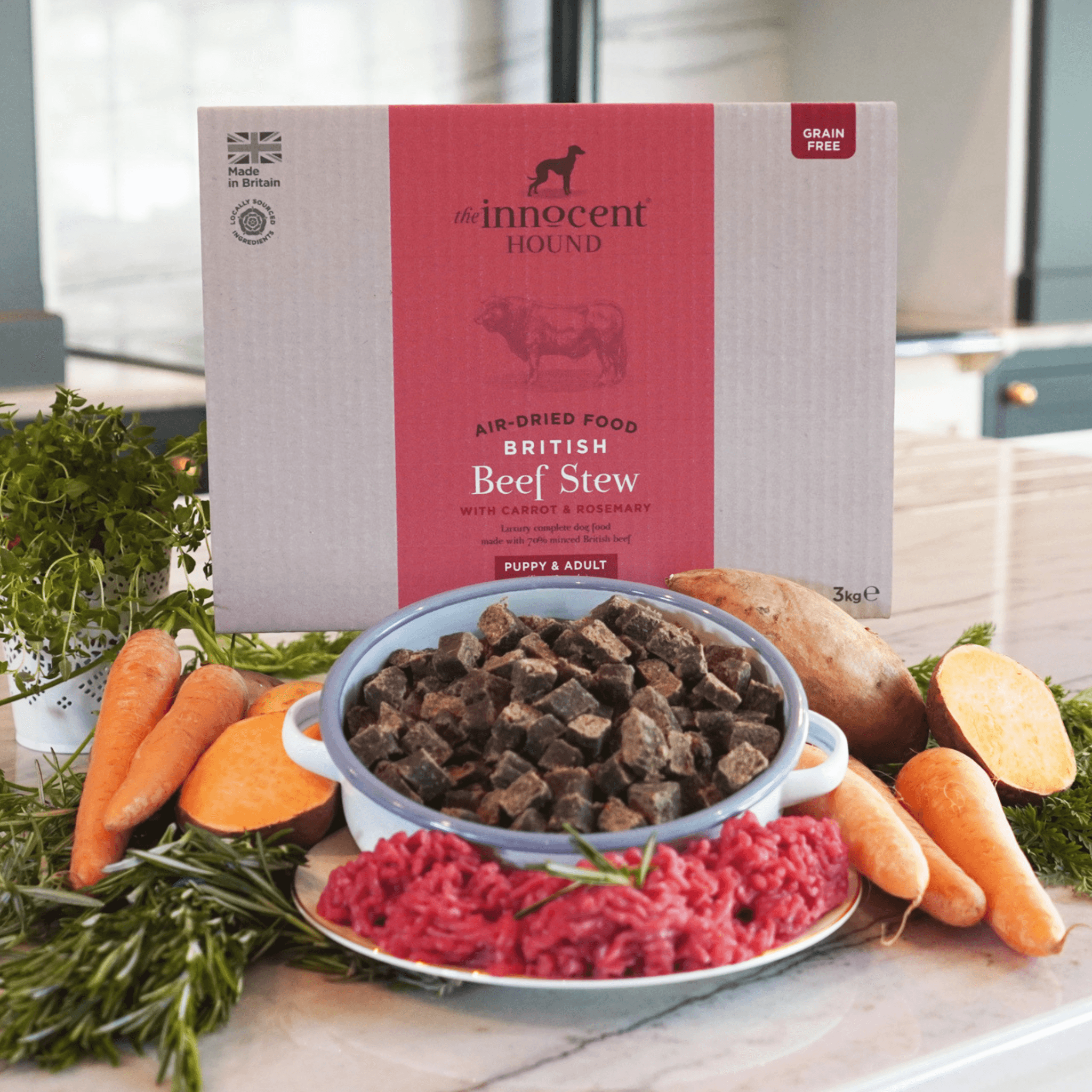 The Innocent Hound British Beef Stew – Lufttørket hundefôr med britisk storfe