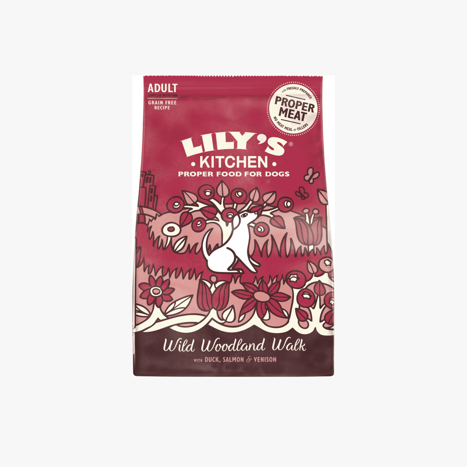Lily’s Kitchen Wild Woodland Walk – Tørrfôr for voksne hunder med And, Laks og Viltkjøtt