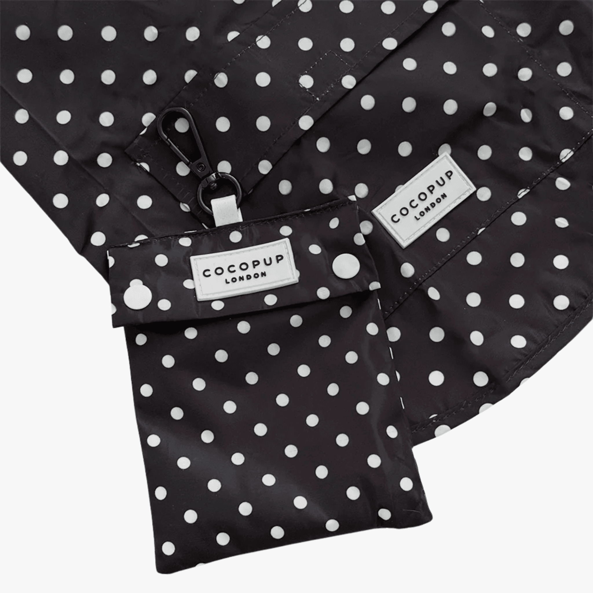 Black Polka Dot - Regnjakke til hund